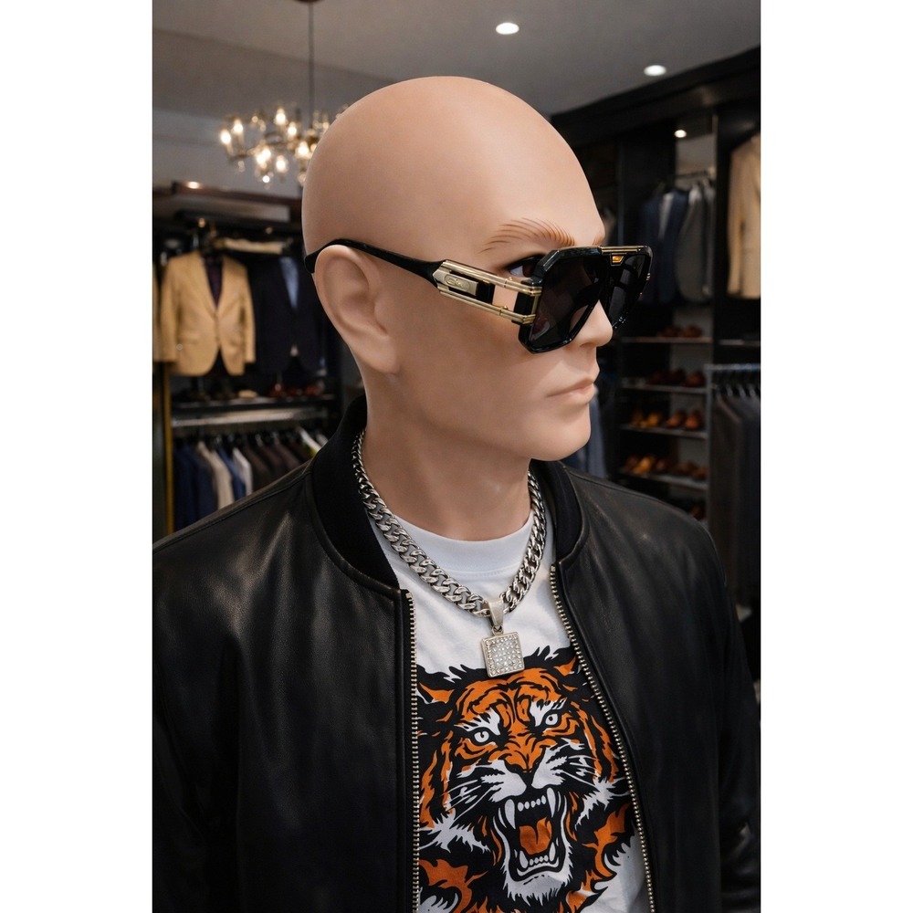 Sunglasses‎ Men Black & Gold Large Vintage Anti-Glare Shades